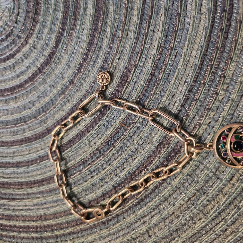 Gold Chain Bracelet with Multicolor Pendant